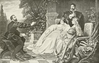 Tasso und die beiden Eleanoren (Gravur) von German School