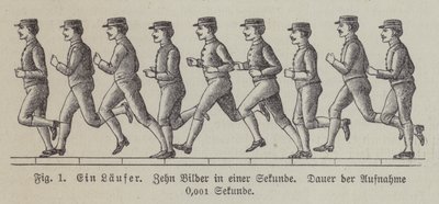 Zehn Bilder eines laufenden Mannes, aufgenommen in einer Sekunde (Gravur) von German School