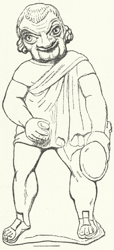 Terrakotta-Statuette eines römischen Schauspielers als Parasit aus einem Lustspiel des Dramatikers Plautus (Stich) von German School