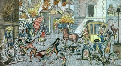 Schreckliche Gräueltaten in Paris, 10. August 1792 von German School