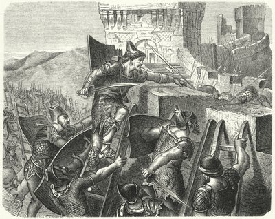Die Babylonier stürmen die Mauern Jerusalems (Stich) von German School