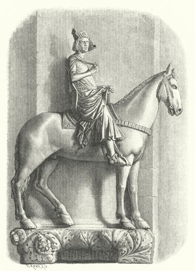 Der Bamberger Reiter, Statue im Bamberger Dom, Deutschland (Stich) von German School
