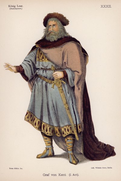 Der Herzog von Kent, aus Shakespeares König Lear (Farblithografie) von German School