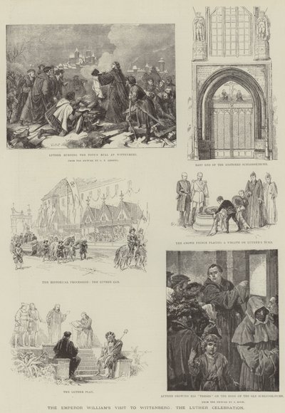 Der Besuch des Kaisers Wilhelm in Wittenberg, die Luther-Feier (Gravur) von German School