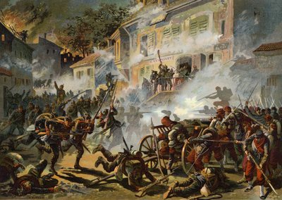 Die deutsche 22. Infanteriedivision stürmt französische Stellungen bei Chateaudun, Deutsch-Französischer Krieg, 18. Oktober 1870 von German School