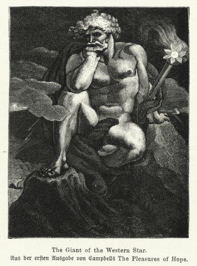 Der Riese des westlichen Sterns, Illustration aus der Erstausgabe des schottischen Dichters Thomas Campbells Die Freuden der Hoffnung von German School