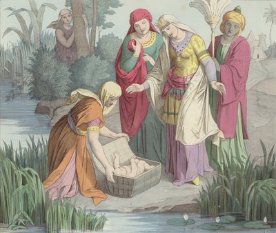 Der Säugling Moses wird gefunden von German School