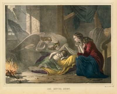 Das Gebet der Mutter, illustriertes Flugblatt, veröffentlicht von J. Scholz, Mainz, um 1850 von German School