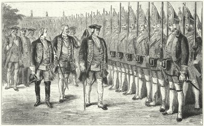 Die Potsdamer Riesengarde, Infanterieregiment von überdurchschnittlich großen Soldaten in der Armee von Friedrich Wilhelm I. von Preußen, 18. Jahrhundert von German School