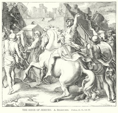 Die Belagerung von Jericho, Josua, Kapitel VI, Vers 13 (Gravur) von German School