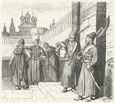 Die Strelitzen unter der Herrschaft von Peter dem Großen von Russland (Gravur) von German School