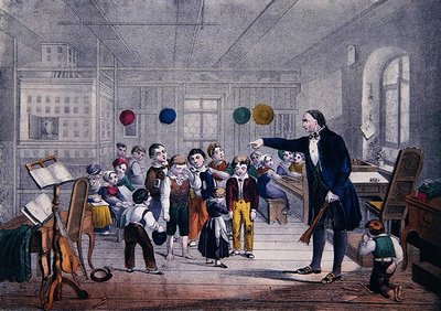 Der Dorfschullehrer, ca. 1850 von German School