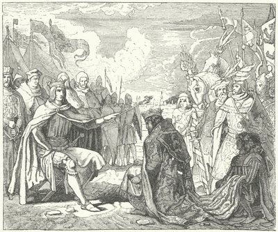 Die Wiederherstellung von Ottokar II. als König von Böhmen durch Rudolf von Habsburg von German School