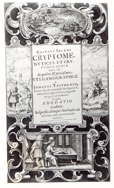 Titelseite zu Buch 9 von Cryptomenysis und Kryptographie von Gustavus Selenus (August, Herzog von Braunschweig), 1624 von German School