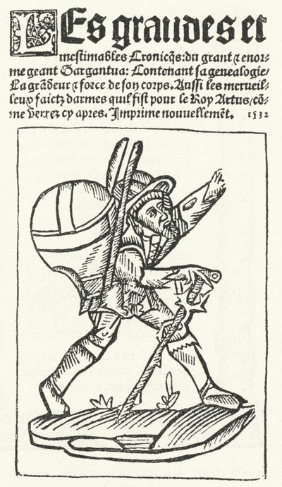Titelseite der bekanntesten Ausgabe von Gargantua, einem Roman von François Rabelais (Stich) von German School