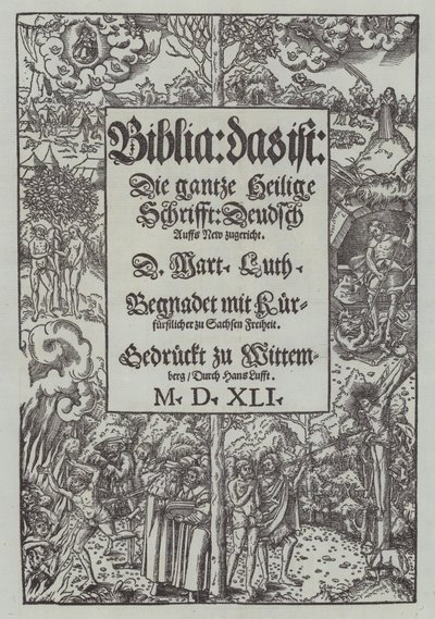 Titelseite einer Ausgabe der Bibel von Martin Luther von 1541 von German School