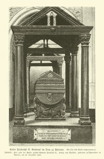 Grab von Friedrich II., Heiliges Römisches Reich, in der Kathedrale von Palermo, Sizilien von German School