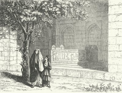 Grab des persischen Dichters Saadi in der iranischen Stadt Schiras (Stich) von German School