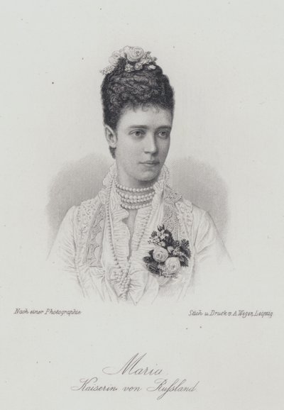 Zarin Maria Fjodorowna, Gemahlin von Zar Alexander III. von Russland (Gravur) von German School
