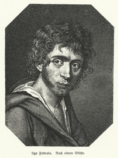 Ugo Foscolo, italienischer Dichter, Soldat und Revolutionär (Lithografie) von German School