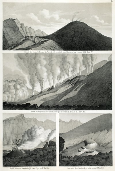 Ansicht des Monte Somma und des Vesuvs, gesehen vom Westen vom Observatorium, 27. April 1855 von German School