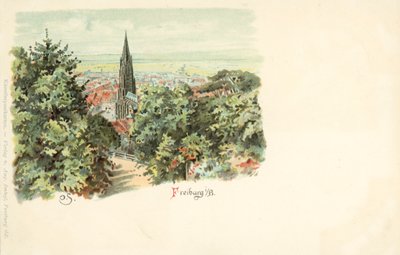 Ansicht der Stadt Freiburg, Deutschland, mit ihrem Dom von German School