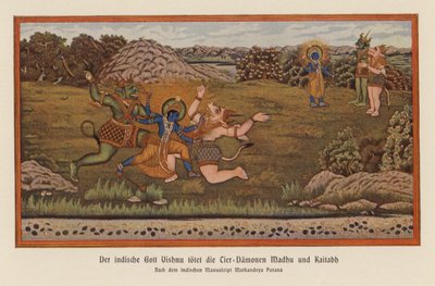 Vishnu tötet die Dämonen Madhu und Kaitaba von German School