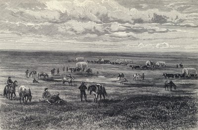 Wagenzug auf den Prärien von South Dakota, USA von German School