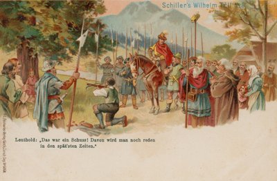 Wilhelm Tell schießt den Apfel vom Kopf seines Sohnes von German School