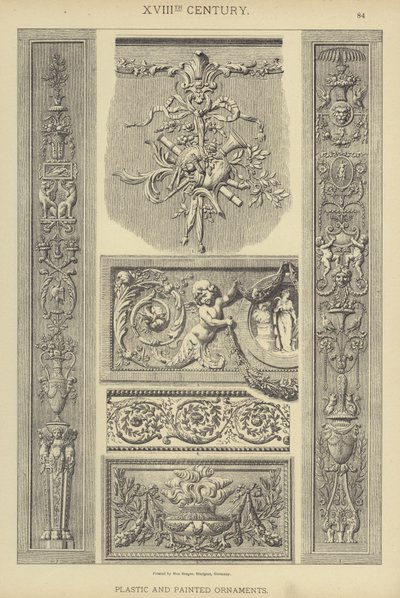 18. Jahrhundert, plastische und bemalte Ornamente von German School