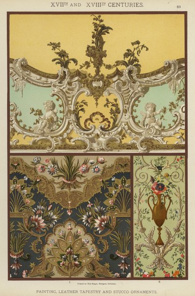 XVII. und XVIII. Jahrhundert, Malerei, Lederteppich und Stuckverzierungen von German School