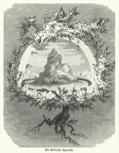 Yggdrasil, mythischer Eschenbaum der nordischen Kosmologie von German School