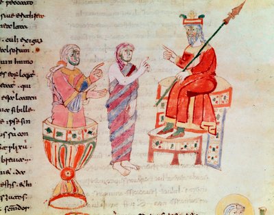 Zoroaster oder Zarathustra konsultiert Orakel (Miniatur, 9. Jahrhundert) von German School