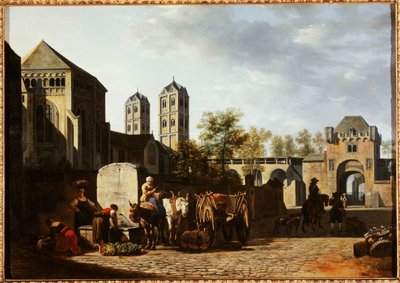 Öffentlicher Brunnen und Kirche St. Gereon in Köln von Gerrit Adriaenszoon Berckheyde
