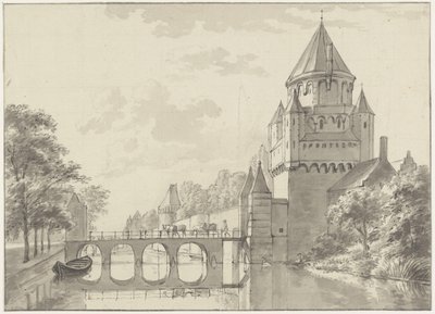 Ansicht der Kleinen Houtpoort, Haarlem von Gerrit Adriaenszoon Berckheyde