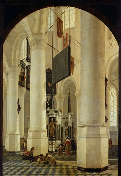 Innenraum der Nieuwe Kerk in Delft mit dem Grab von Wilhelm dem Schweiger, 1650 von Gerrit Houckgeest