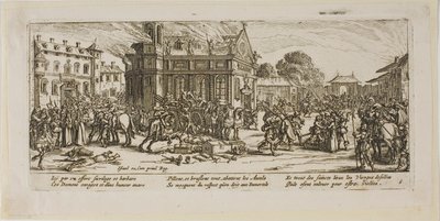 Zerstörung eines Klosters, Platte sechs aus Die großen Leiden des Krieges von Gerrit Lucasz van Schagen