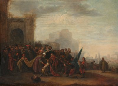 Saul begrüßt David nach seinem Sieg über Goliath von Gerrit de Wet