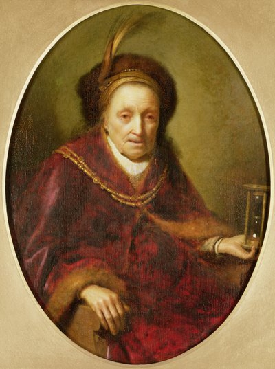 Eine alte Frau mit einer Sanduhr von Gerrit Dou