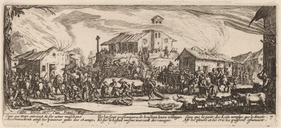 Plünderung und Brand eines Dorfes von Gerrit van Schagen after Jacques Callot