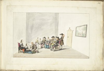 Gesellschaft von zehn jungen Menschen in einem Interieur von Gesina ter Borch (signed by artist)