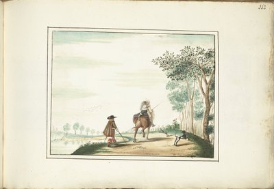 Herr und Dame zu Pferd und ein Fußgänger in einer Landschaft von Gesina ter Borch (signed by artist)