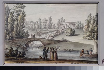 Der Tempel des Apollon und der Wasserfall im Park von Pawlowsk von Giacomo Quarenghi