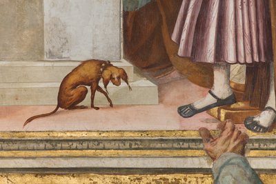 Zentrales Kirchenschiff, fünfte nördliche Spannweite, Darstellung im Tempel, Gian Francesco Bembo von Gian Francesco Bembo