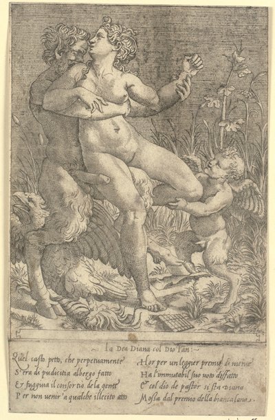 Jupiter verwandelt in einen Satyr und Diana von Gian Jacopo Caraglio