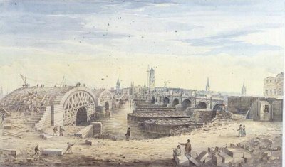 Bau der neuen London Bridge neben der alten London Bridge von Gideon Yates