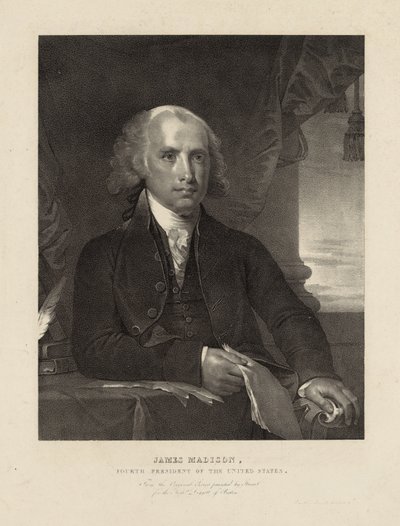 James Madison, vierter Präsident der Vereinigten Staaten, ca. 1828 von Gilbert (after) Stuart