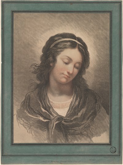 Kopf einer Frau, die nach unten schaut von Gilles Antoine Demarteau after François André Vincent