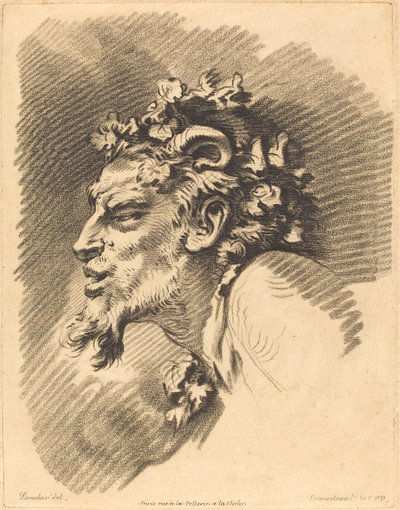 Kopf eines Fauns von Gilles Demarteau, the Elder after François Boucher