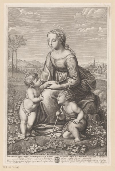 Maria mit Kind und Johannes dem Täufer in einer Weidelandschaft von Gilles Rousselet
